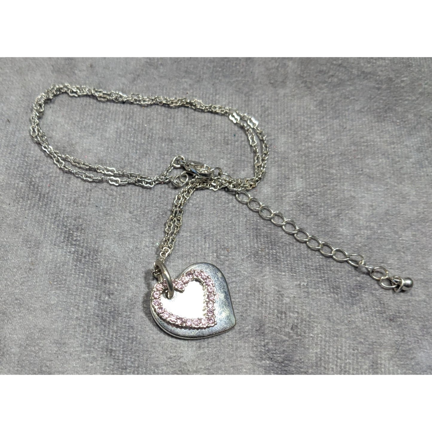Coquette Pink And Silver Tone Heart Pendant Necklace