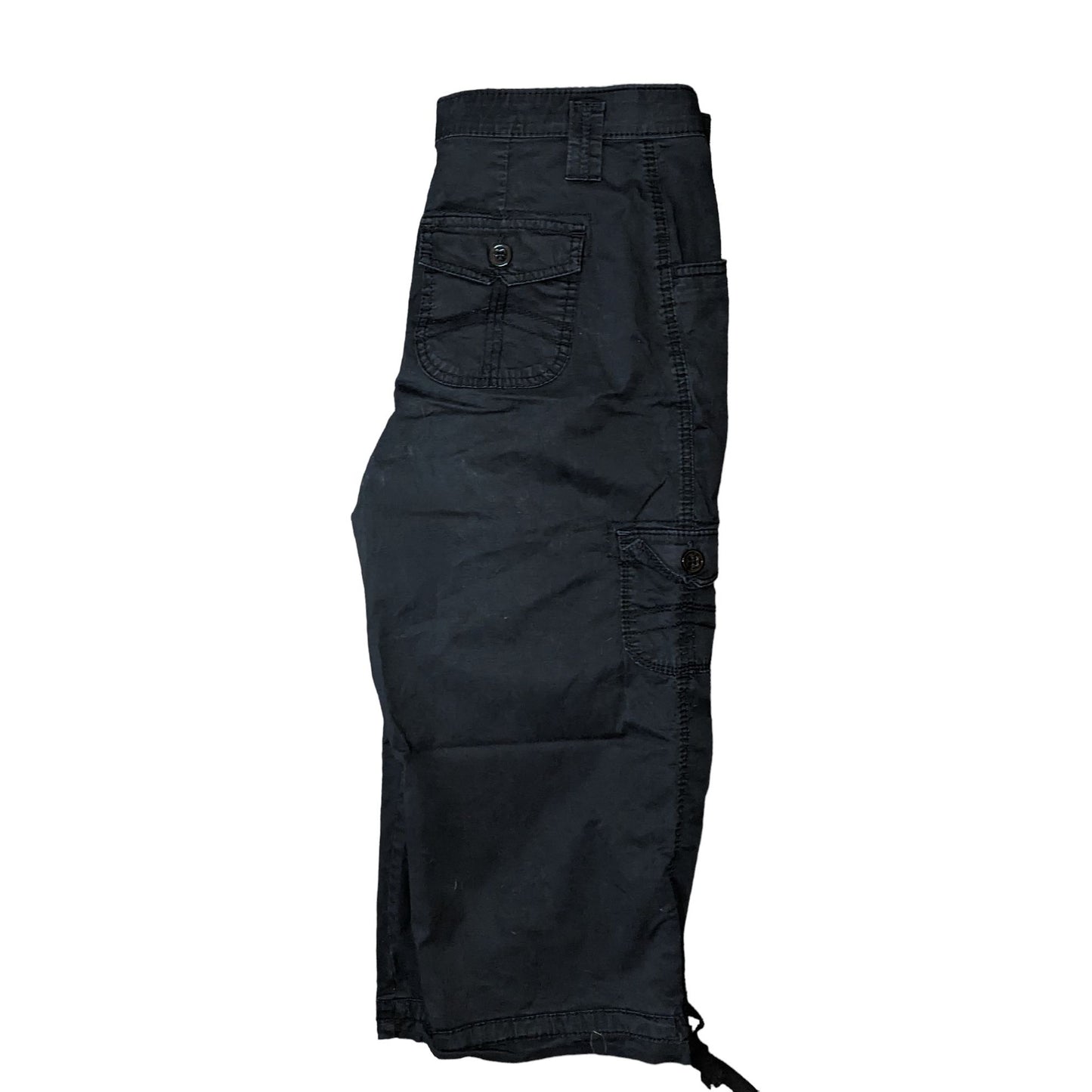 Lee Stretch Black Capri Pants Size 12M Casual Button Pocket Design