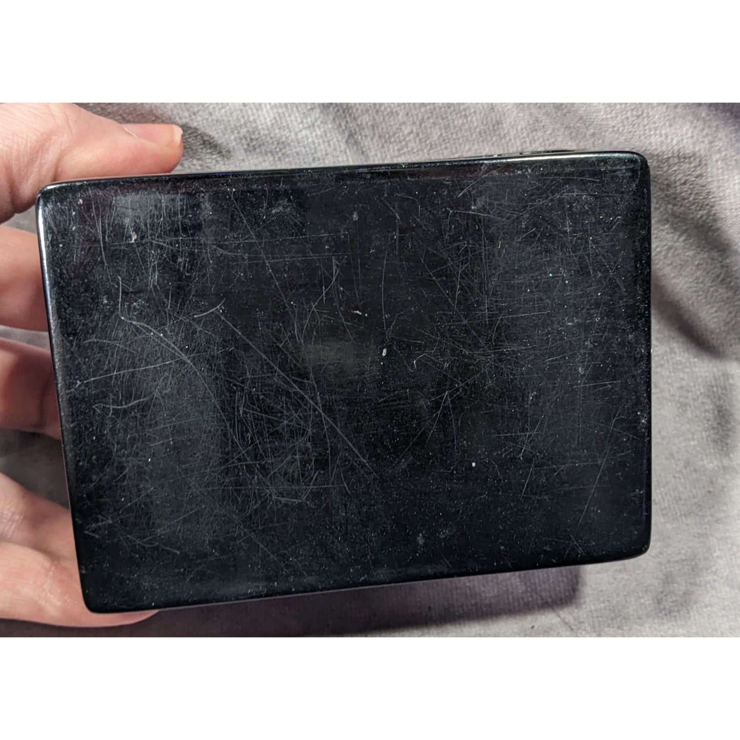 Vintage Floral Lidded Black And Gold Trinket Box