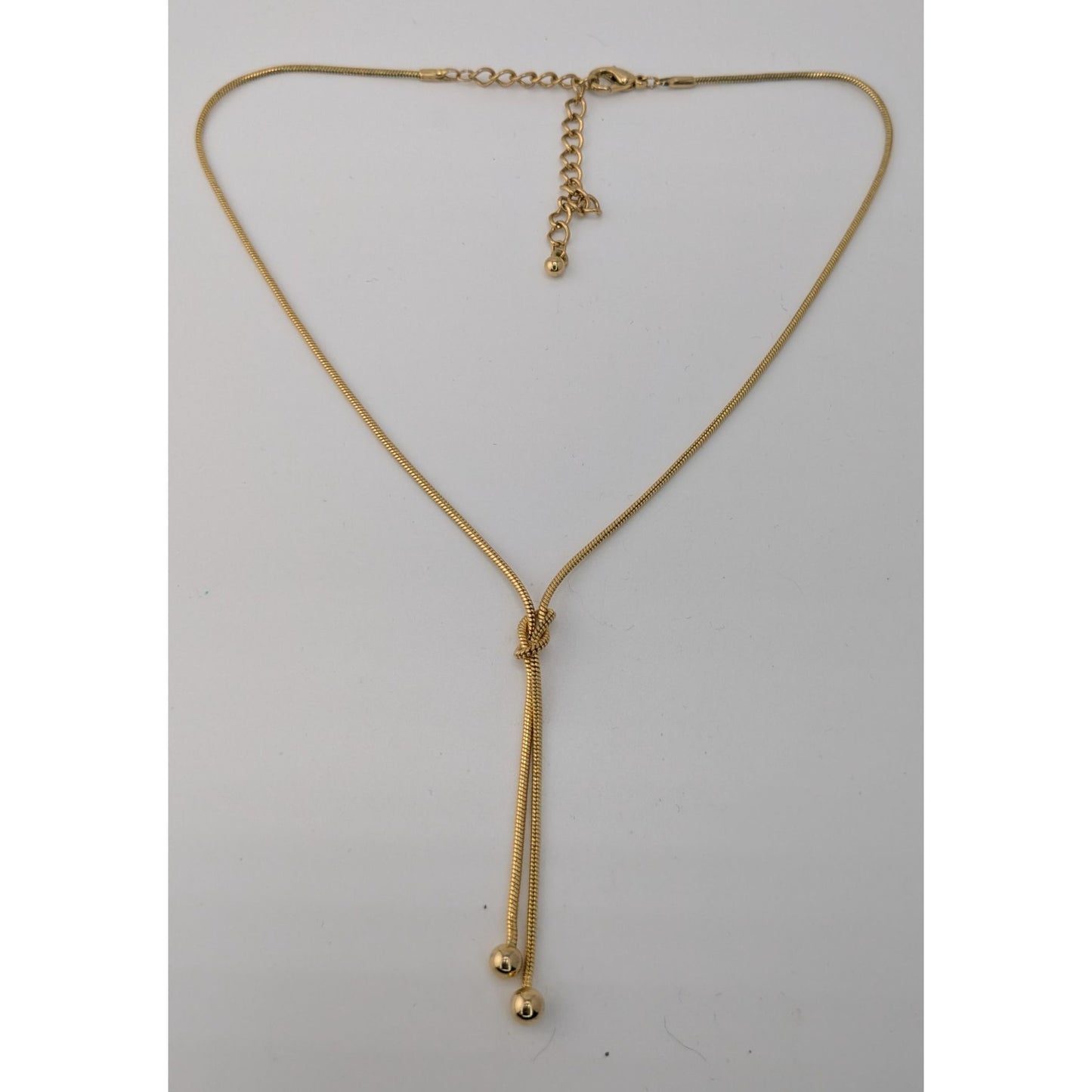 Modern Elegant Gold-Tone Knot Lariat Necklace