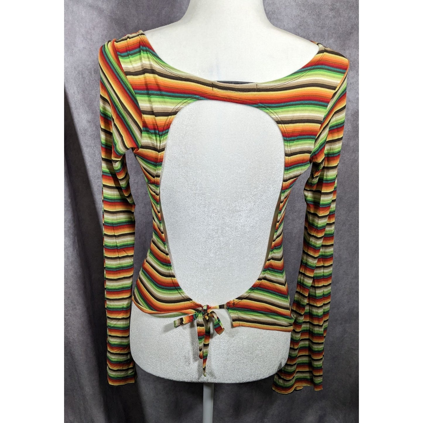 Mais X Frida Retro Striped Open Back Top Size Large