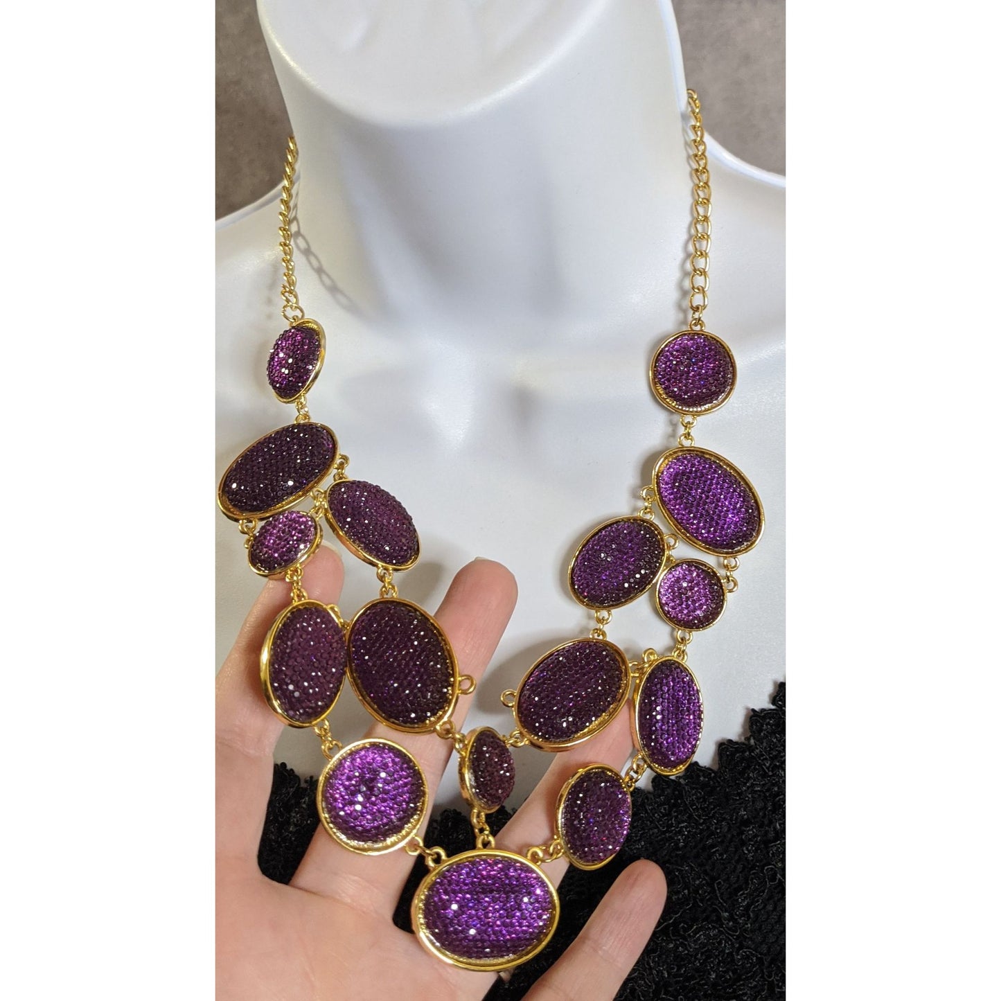 Purple Sparkle Jelly Gold-Tone Necklace