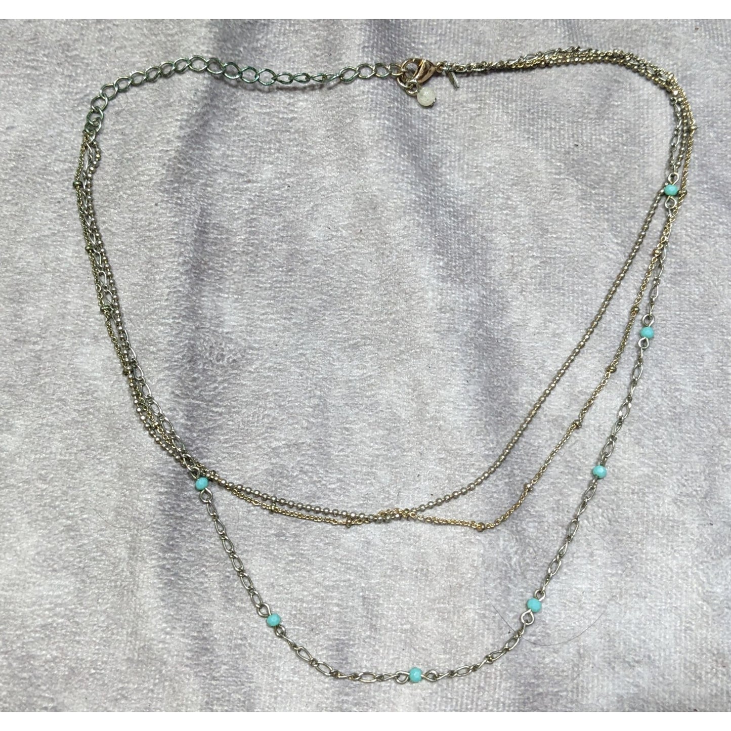 Vintage Avon Layered Turquoise Accent Delicate Multi Chain Boho Necklace
