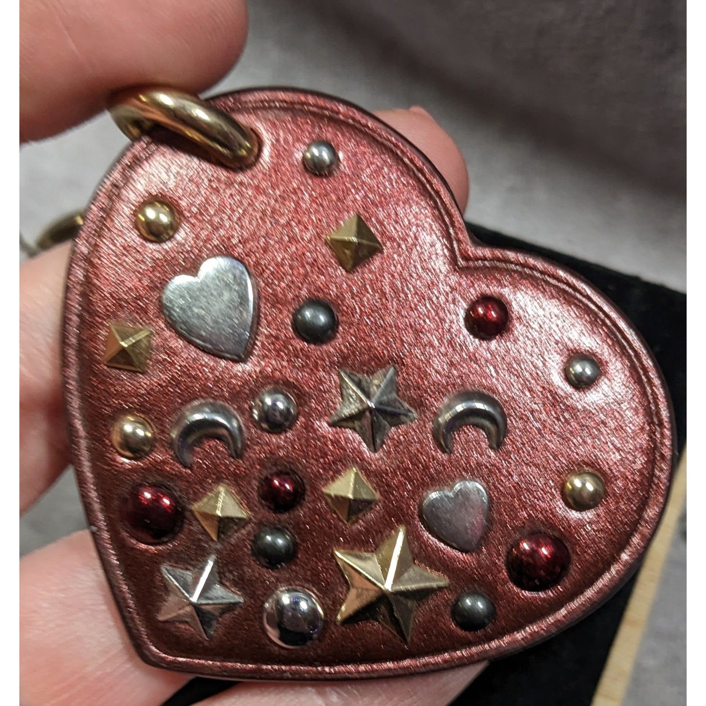 Coach Stardust Studs Red Heart Bag Charm/Keychain
