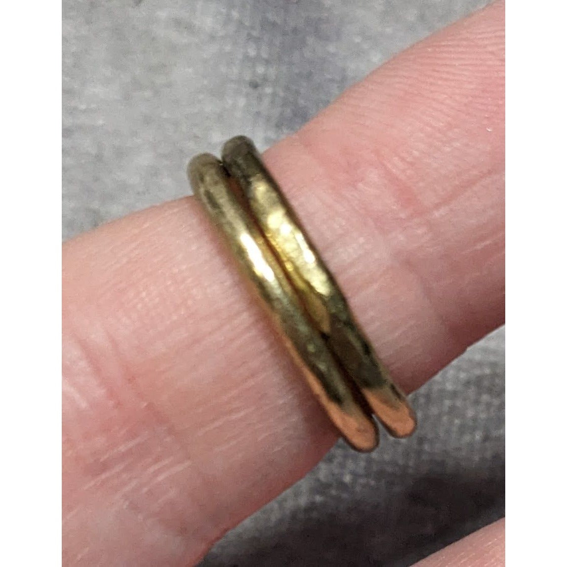 Brutalist Gold Tone Textured Metal Rings Set Of 2