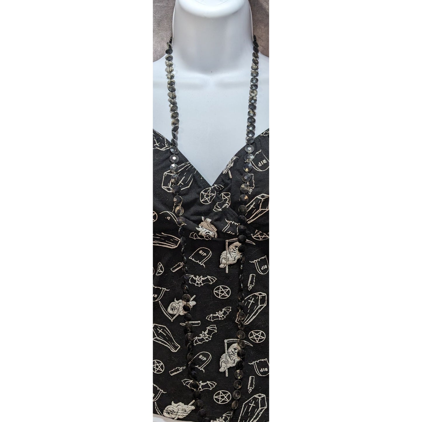 Gothic Smoky Faceted Plastic Bead Necklace