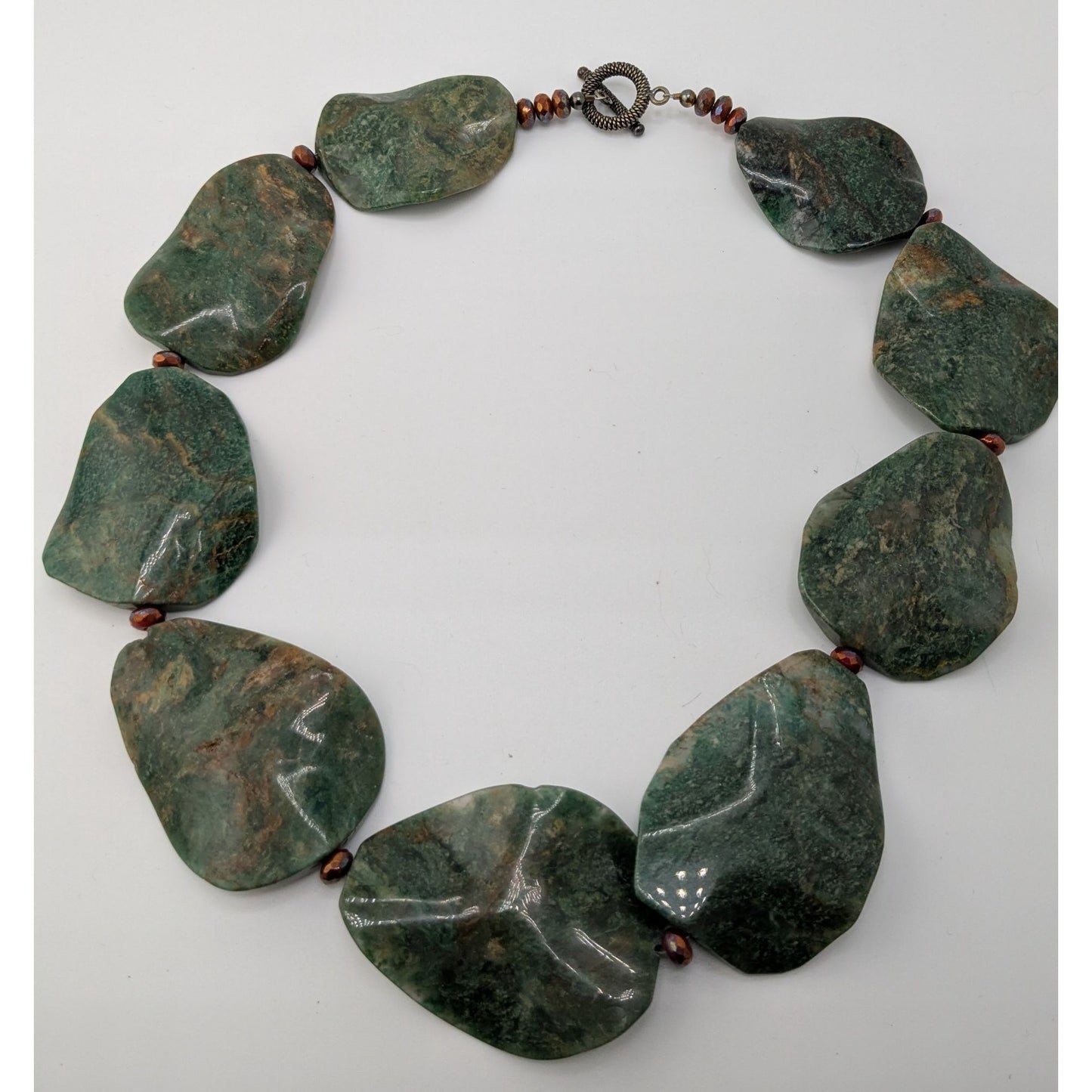 Vintage Chunky Green Jasper Statement Necklace