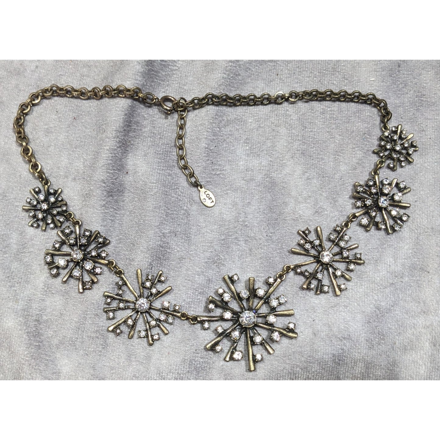 Vintage Loft Crystal Burst Snowflake Statement Necklace