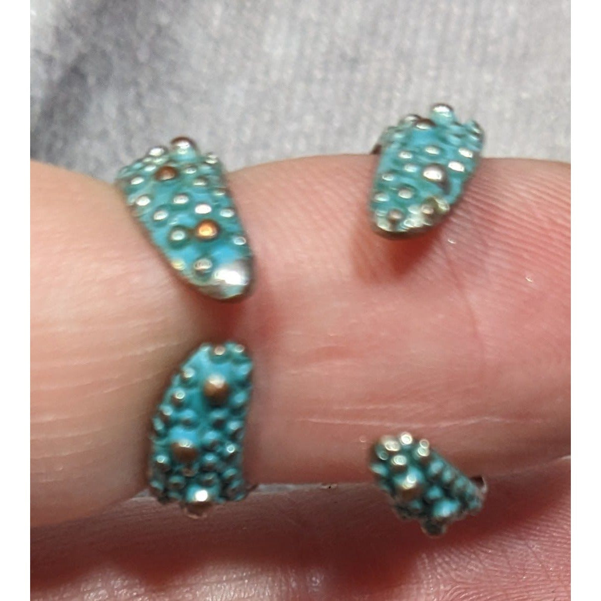 Whimsical Mermaidcore Starfish Wrap Ring Blue And Silver Tone