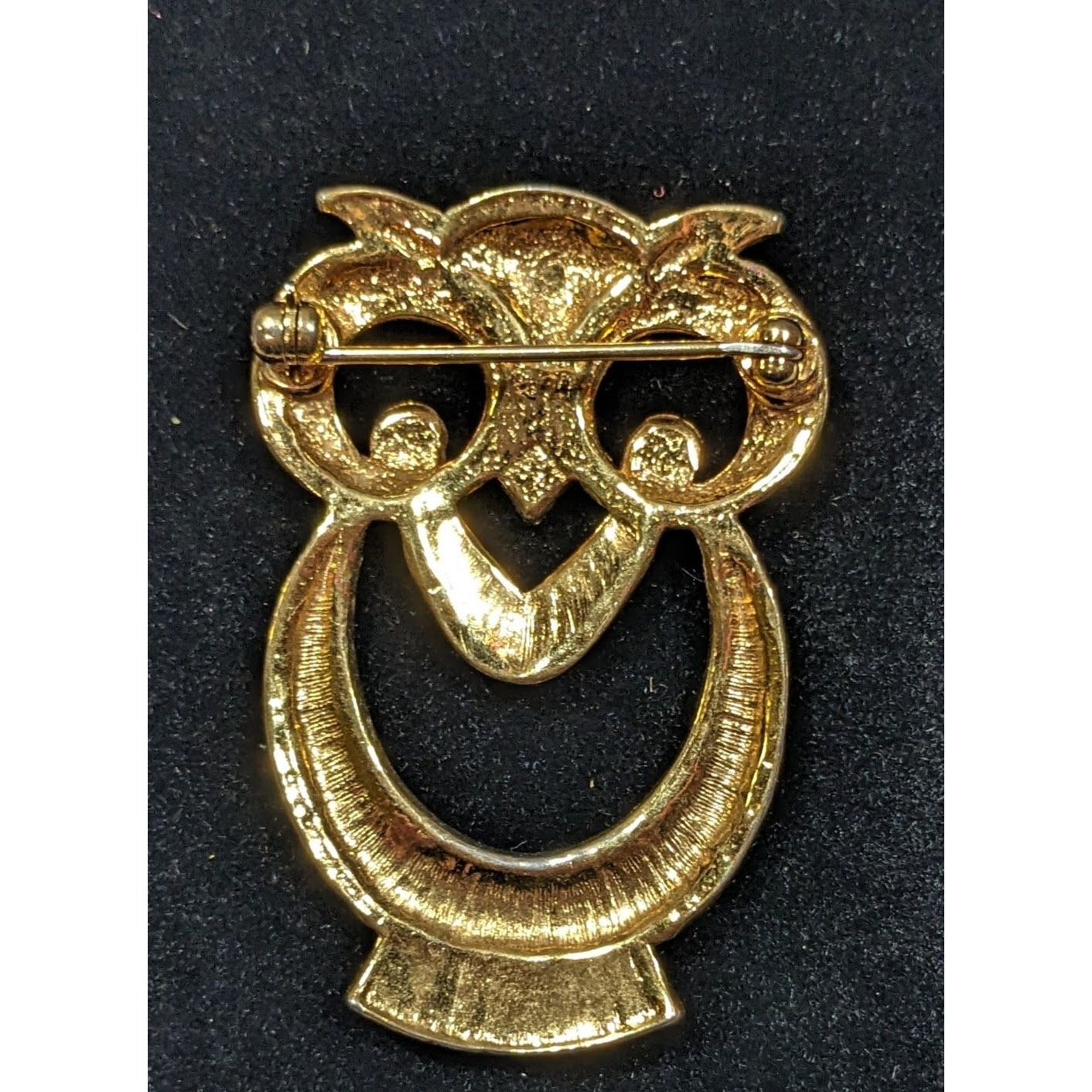 Vintage Nature Inspired Gold Tone Open Owl Brooch