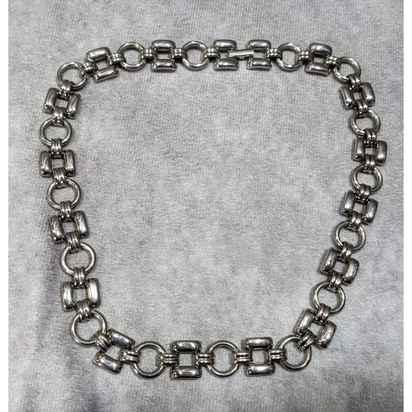 Vintage Trifari Geometric Link Silver Tone Necklace