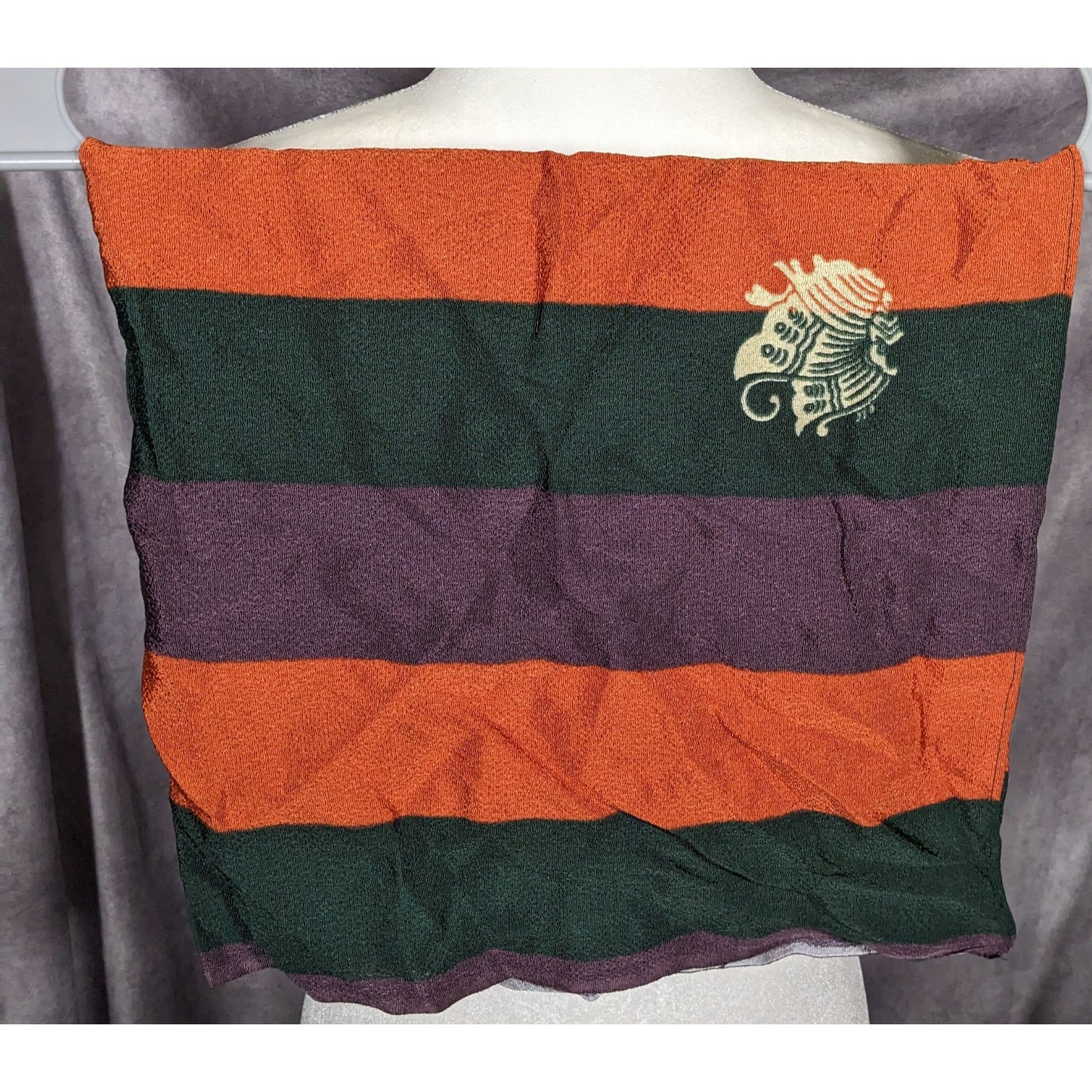 Unique Green Orange And Purple Stiped Spring Motif Square Scarf