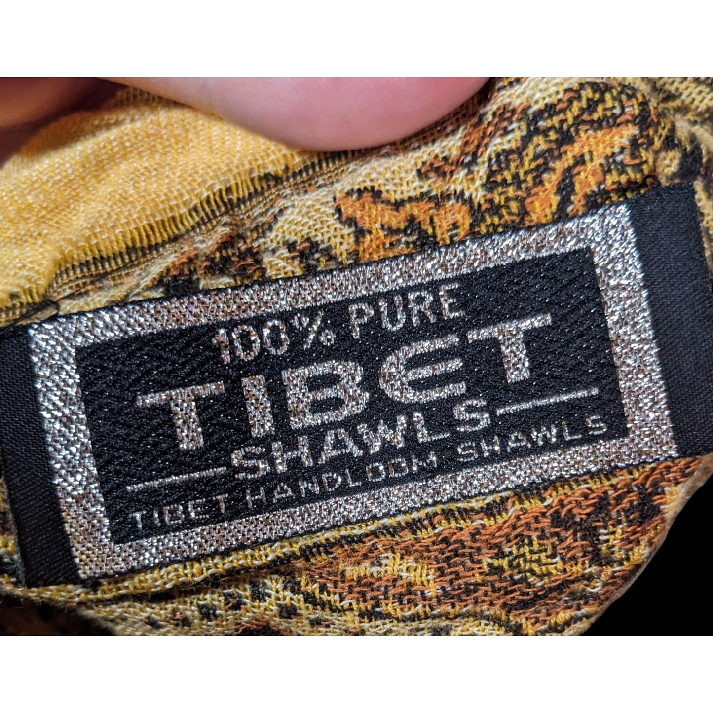 100% Tibet Hand Loomed Shawl Brown And Black Paisley