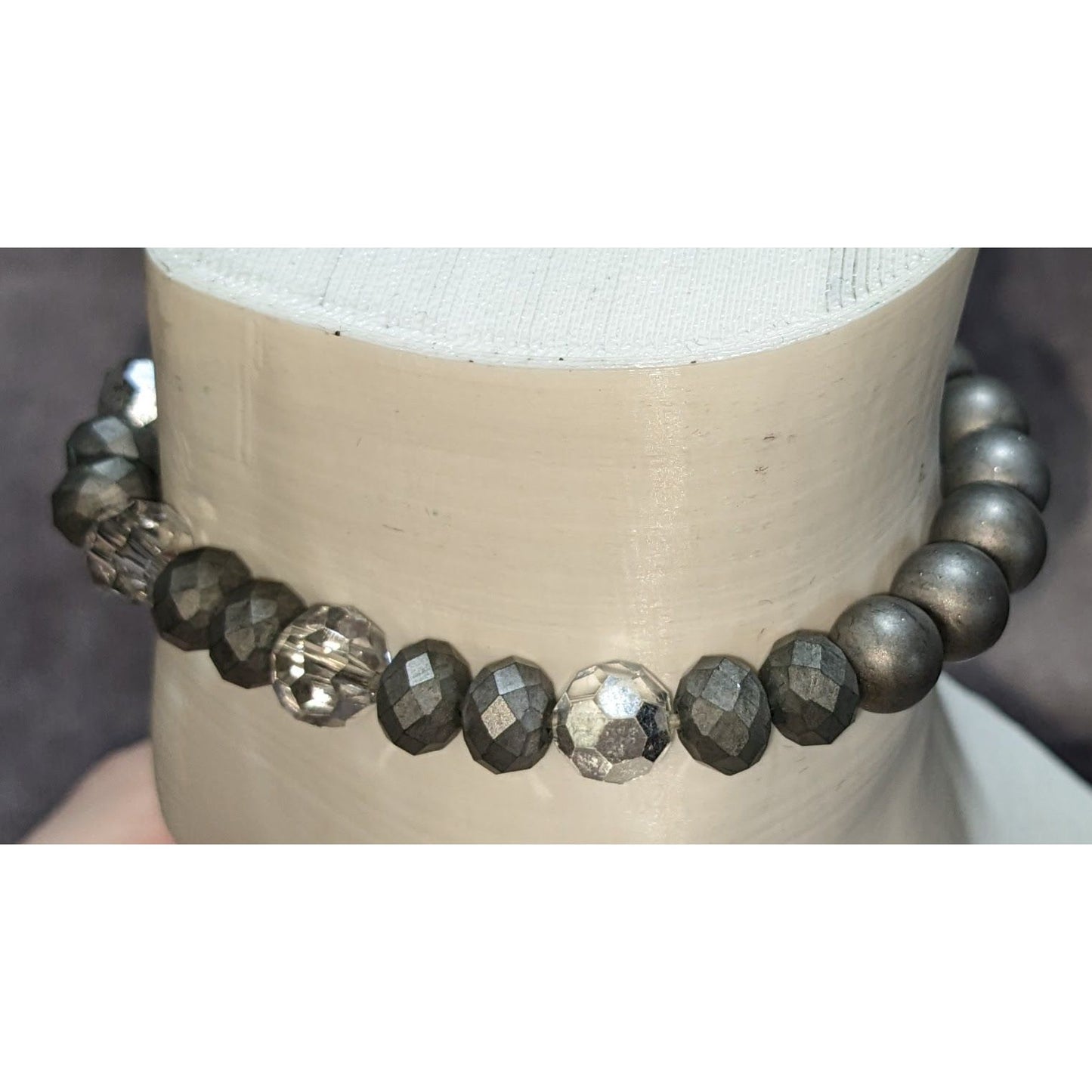 Boho Erimish Silver Tone Beaded Stretch Bracelet Minimalist Stackable Jewelry