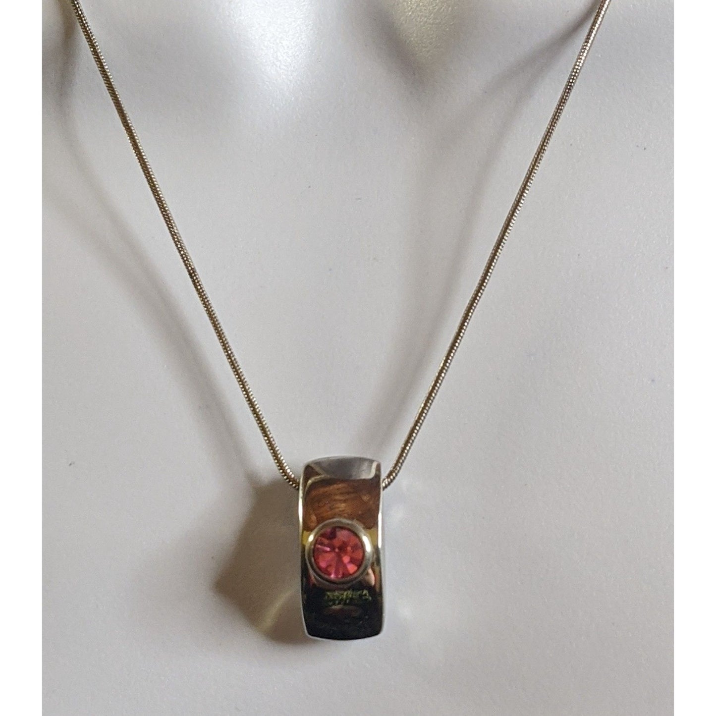 Modern Silver Tone Customizable Pendant Necklace With Pink Gemstone