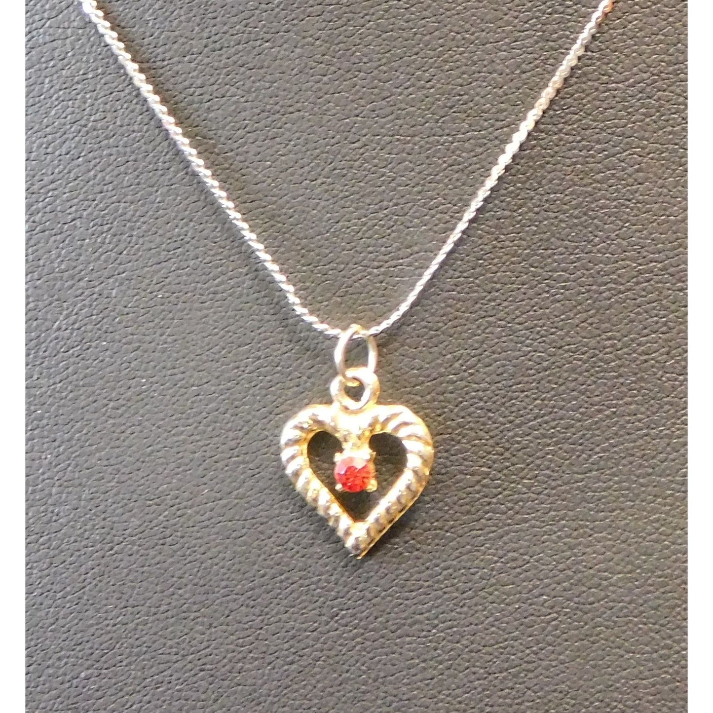 Romantic Gold Open Heart Pendant Necklace With Red Rhinestone Accent