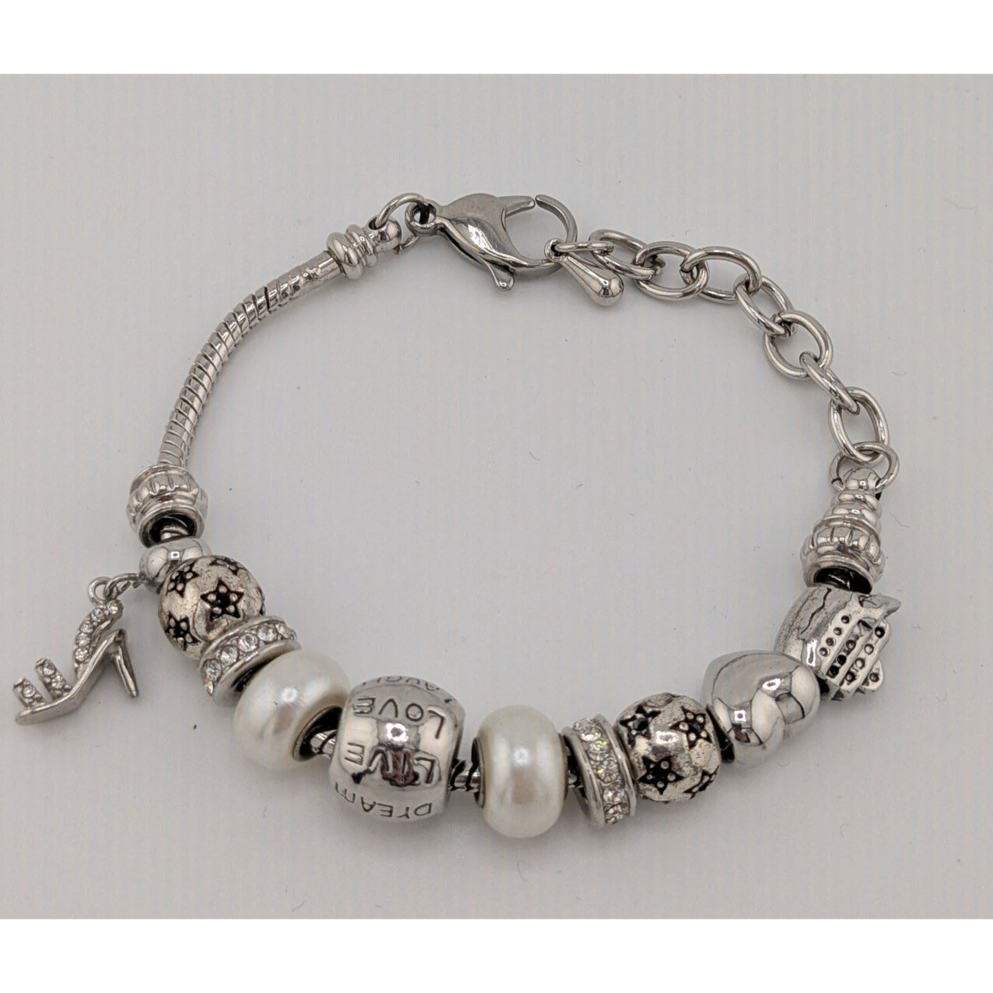 Elegant Glam European Beaded Charm Bracelet