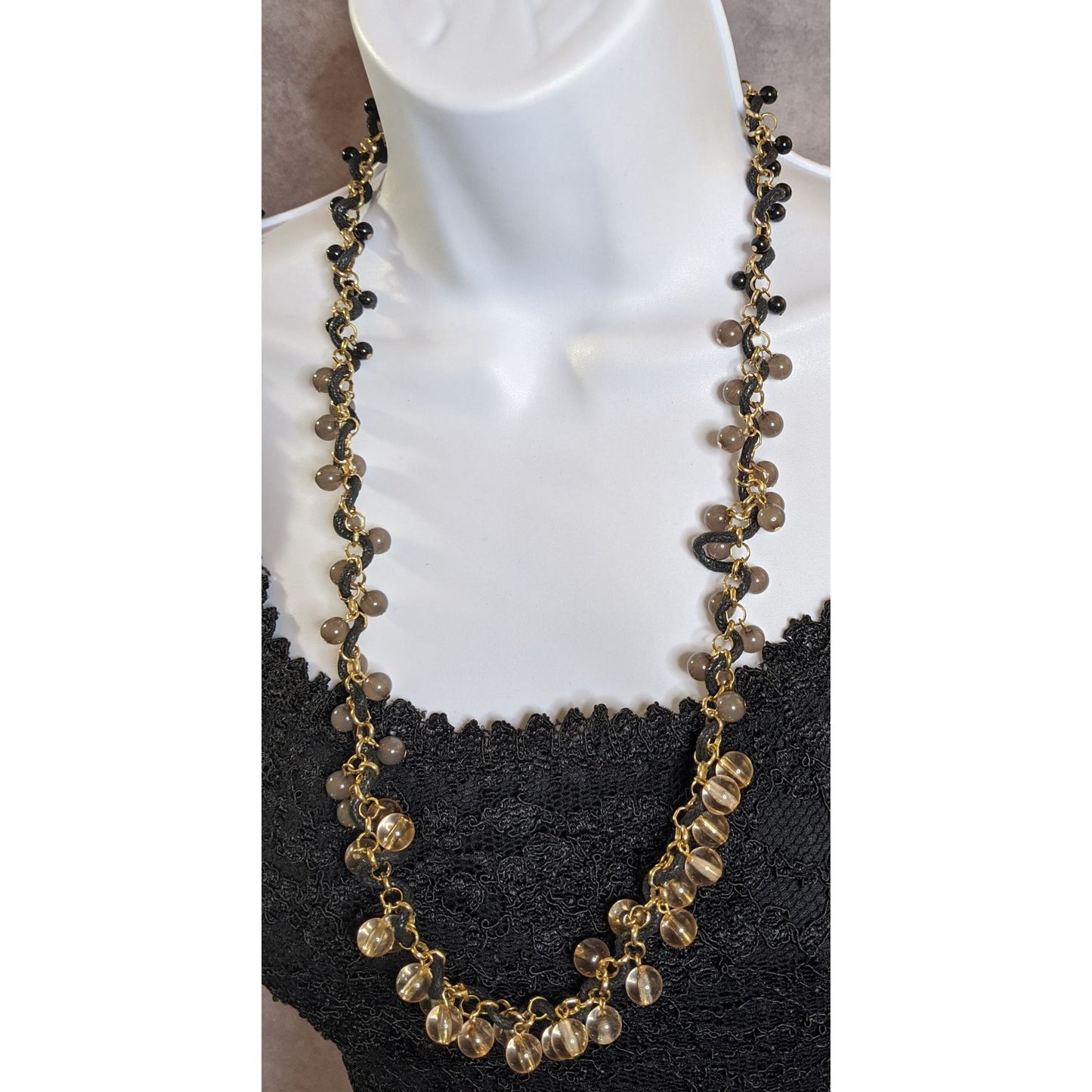 Vintage Coldwater Creek Grey Beaded Necklace
