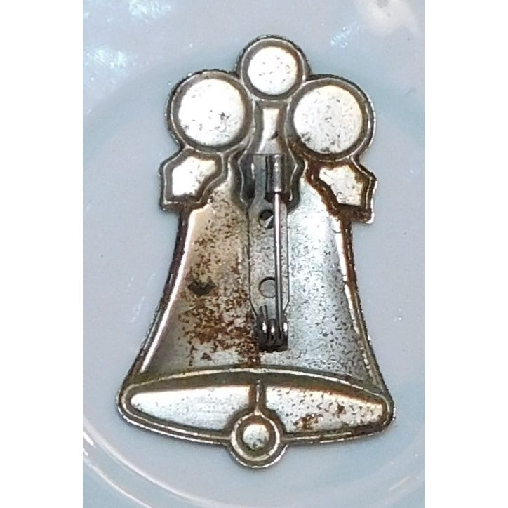 Vintage Tin And Enamel Holiday Bell Brooch