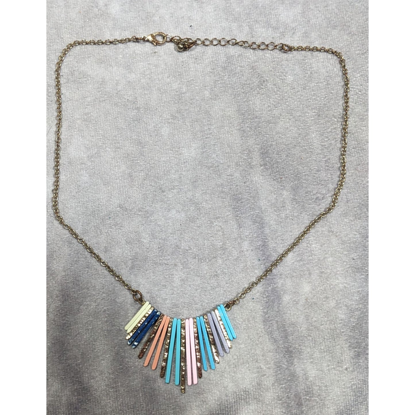 Bohemian Rainbow Cascading Key Fringe Pendant Necklace