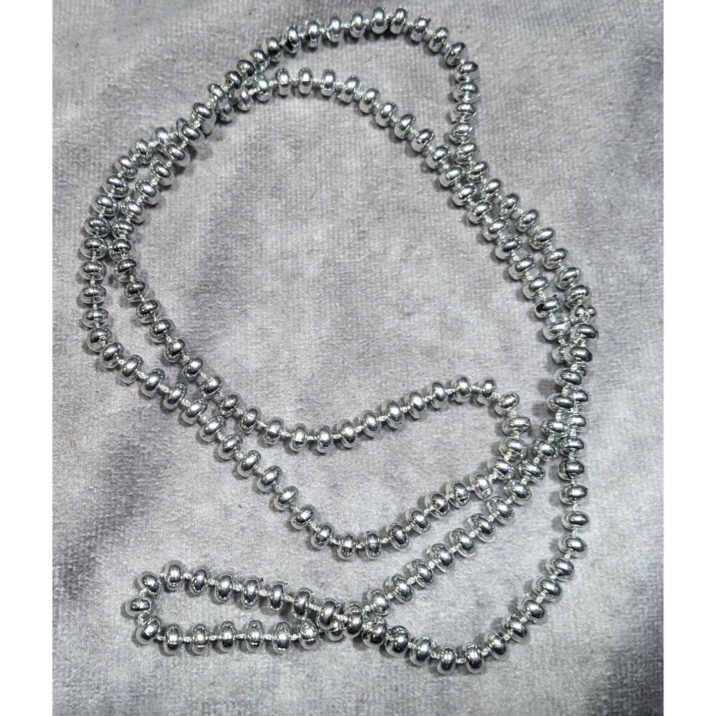 Casual Bright Silver Tone Plastic Beaded Necklace