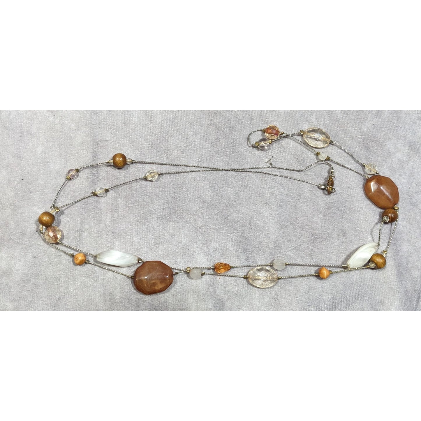 Retro Bohemian Brown And Clear Station Necklace