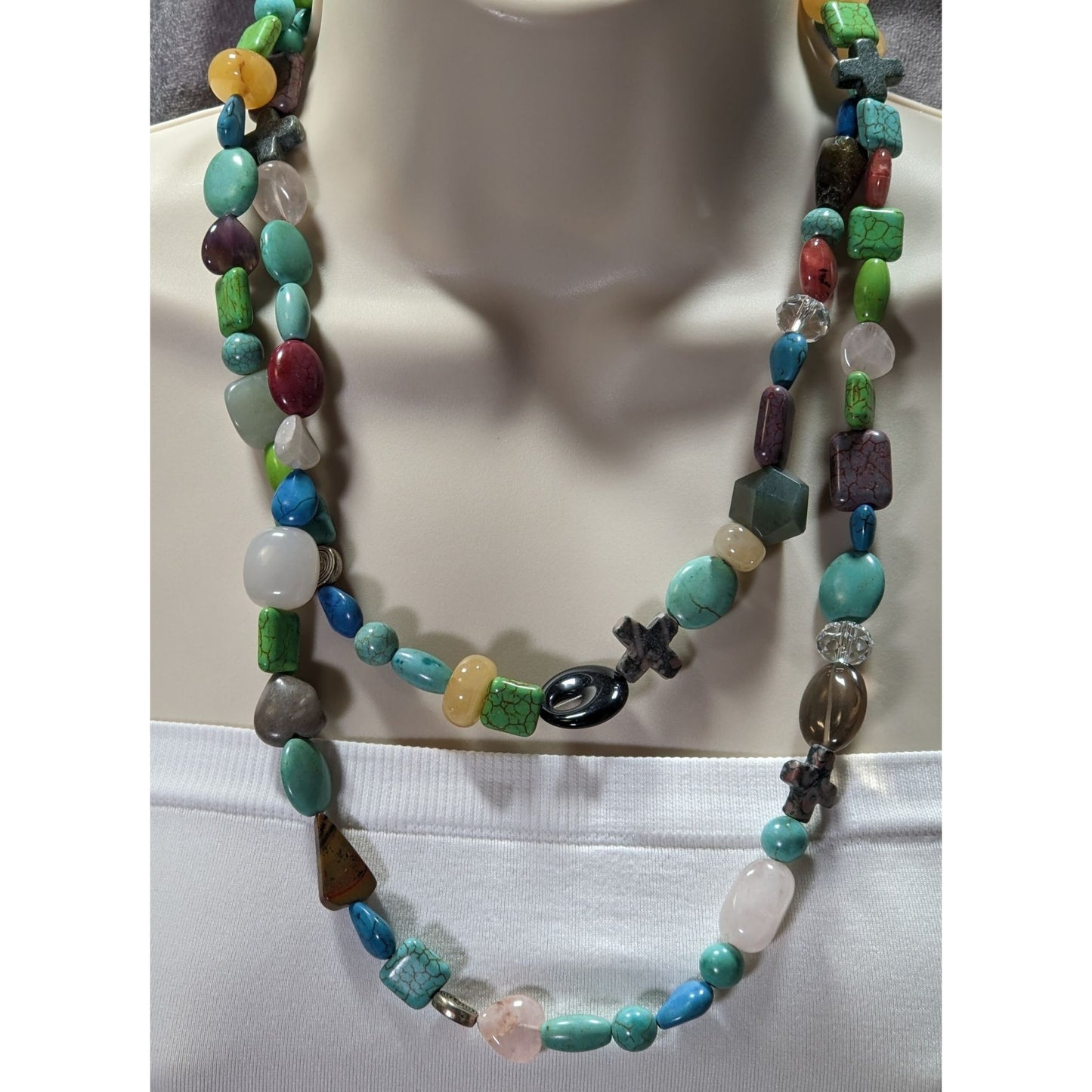 Handmade Mixed Natural Gemstone Beaded Layered Necklace