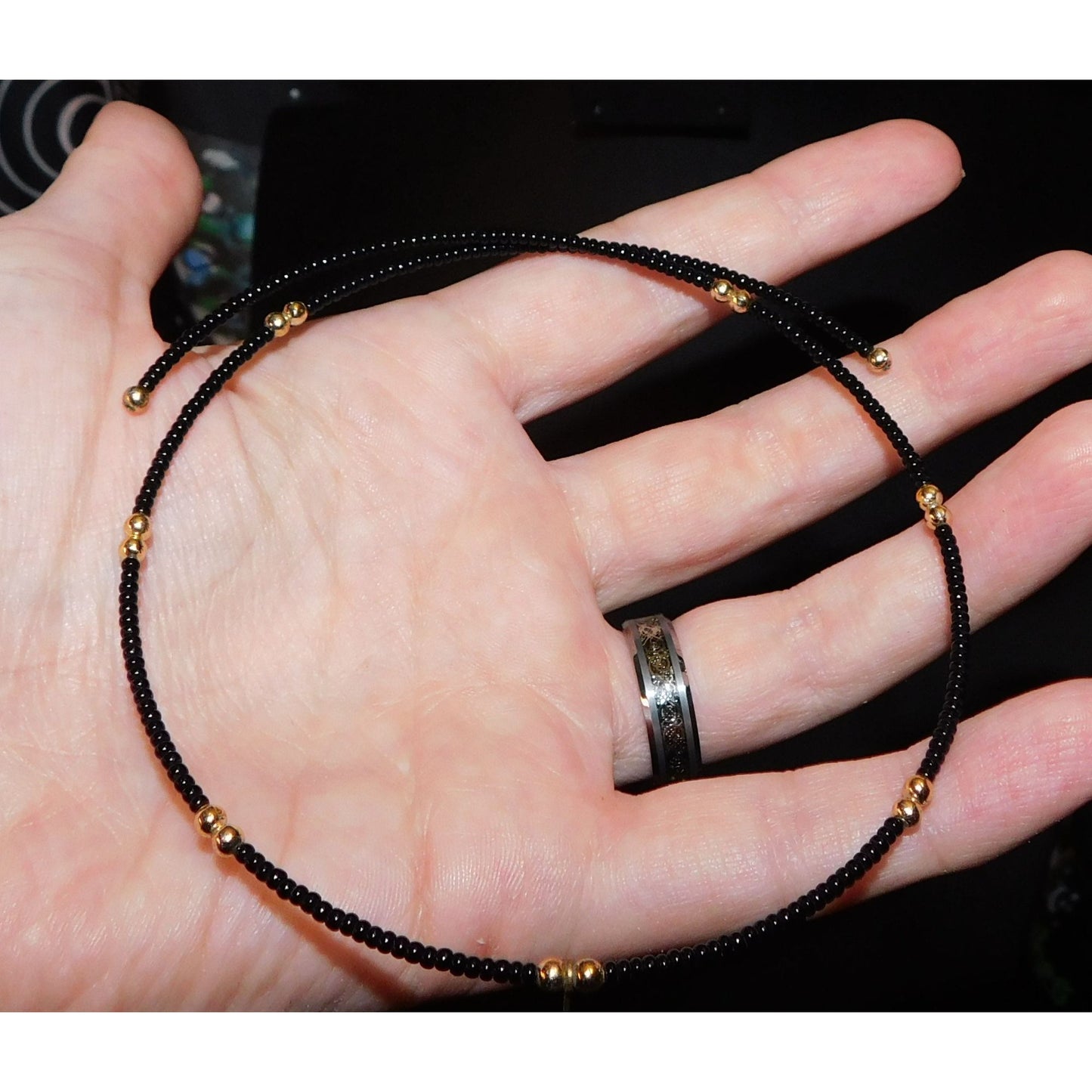 Minimalist Gothic Beaded Spring Necklace