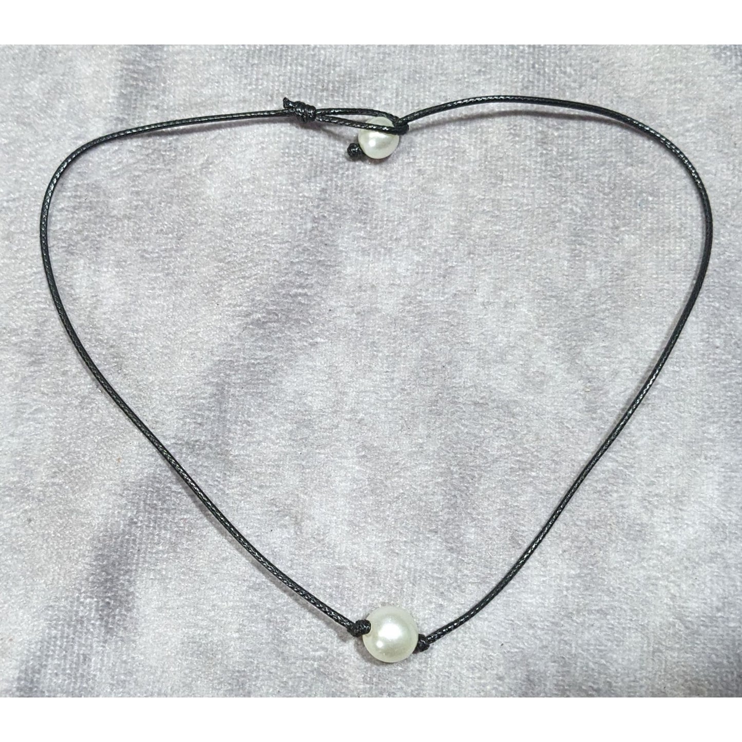 Minimalist Faux Pearl Necklace On Black Cord