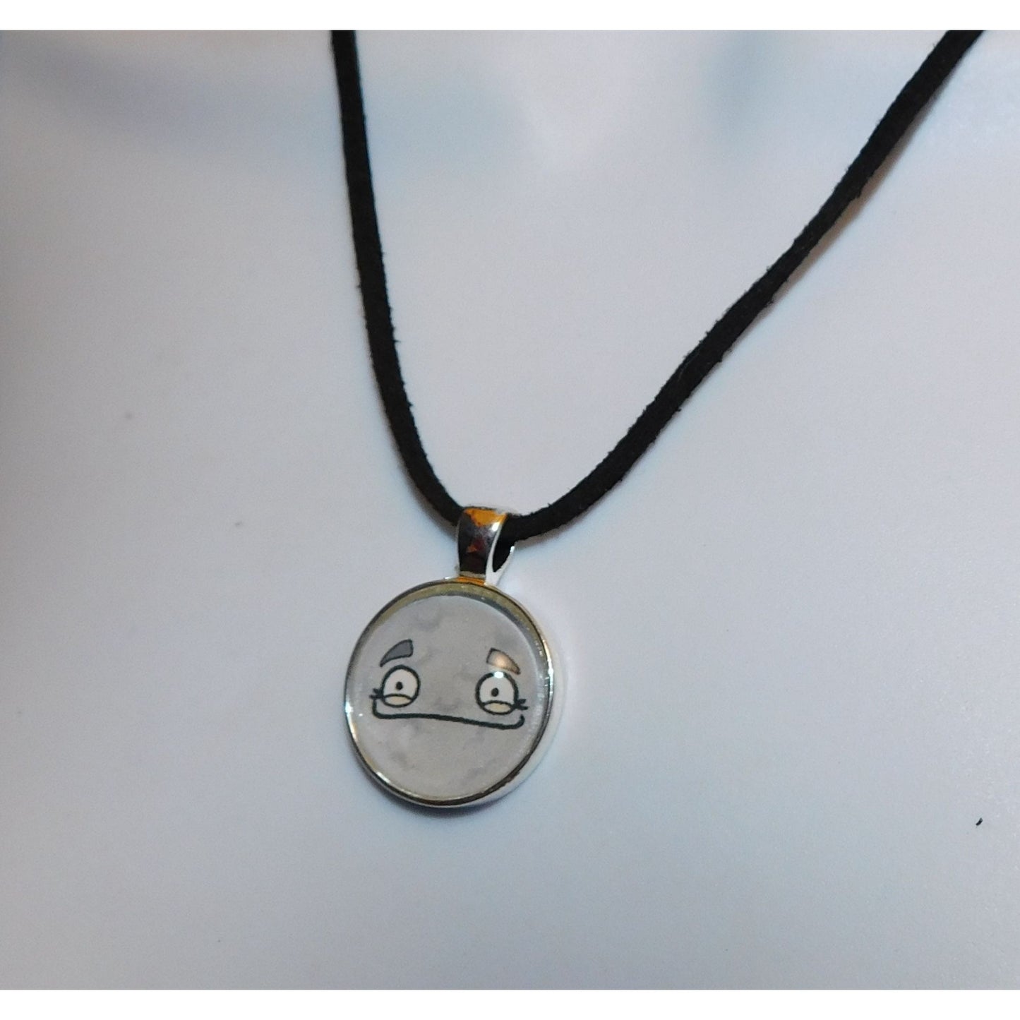 Casual Quirky Grey Cartoon Smile Pendant Necklace