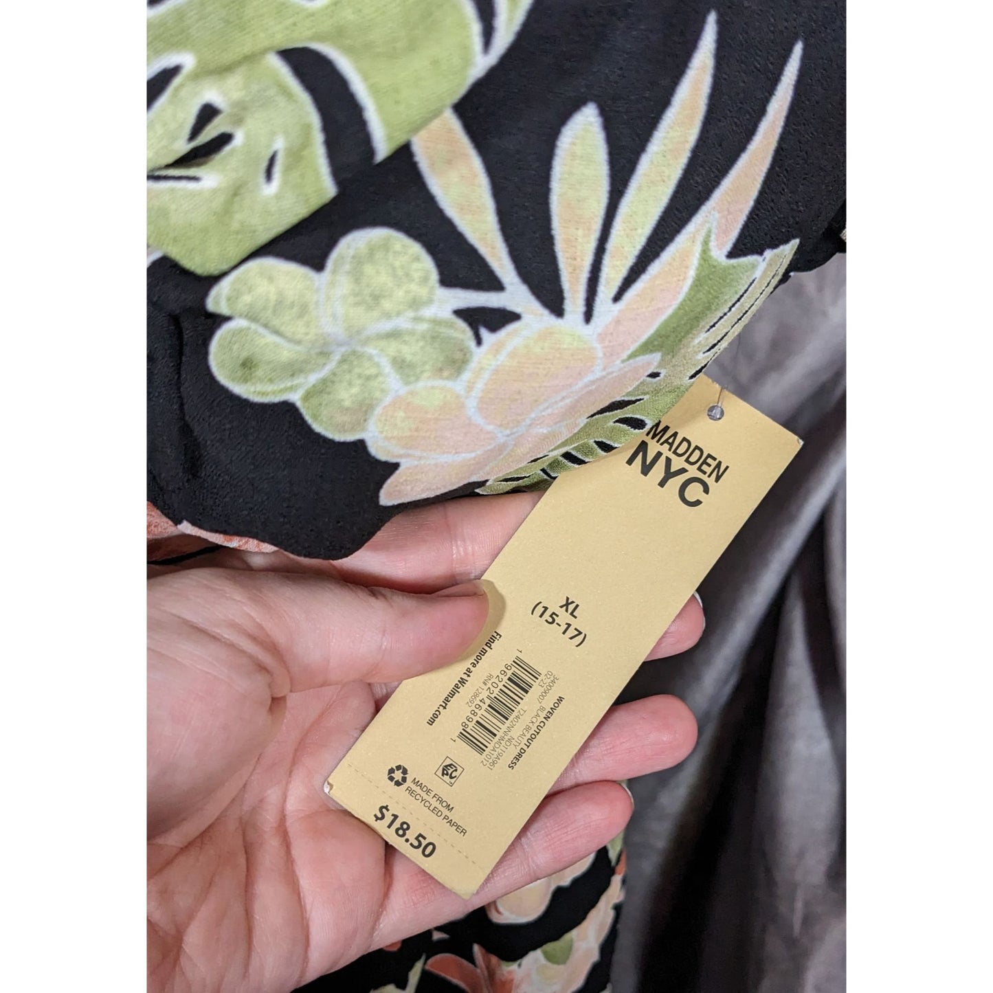 Madden NYC Juniors Flutter Sleeve Floral Cutout Dress