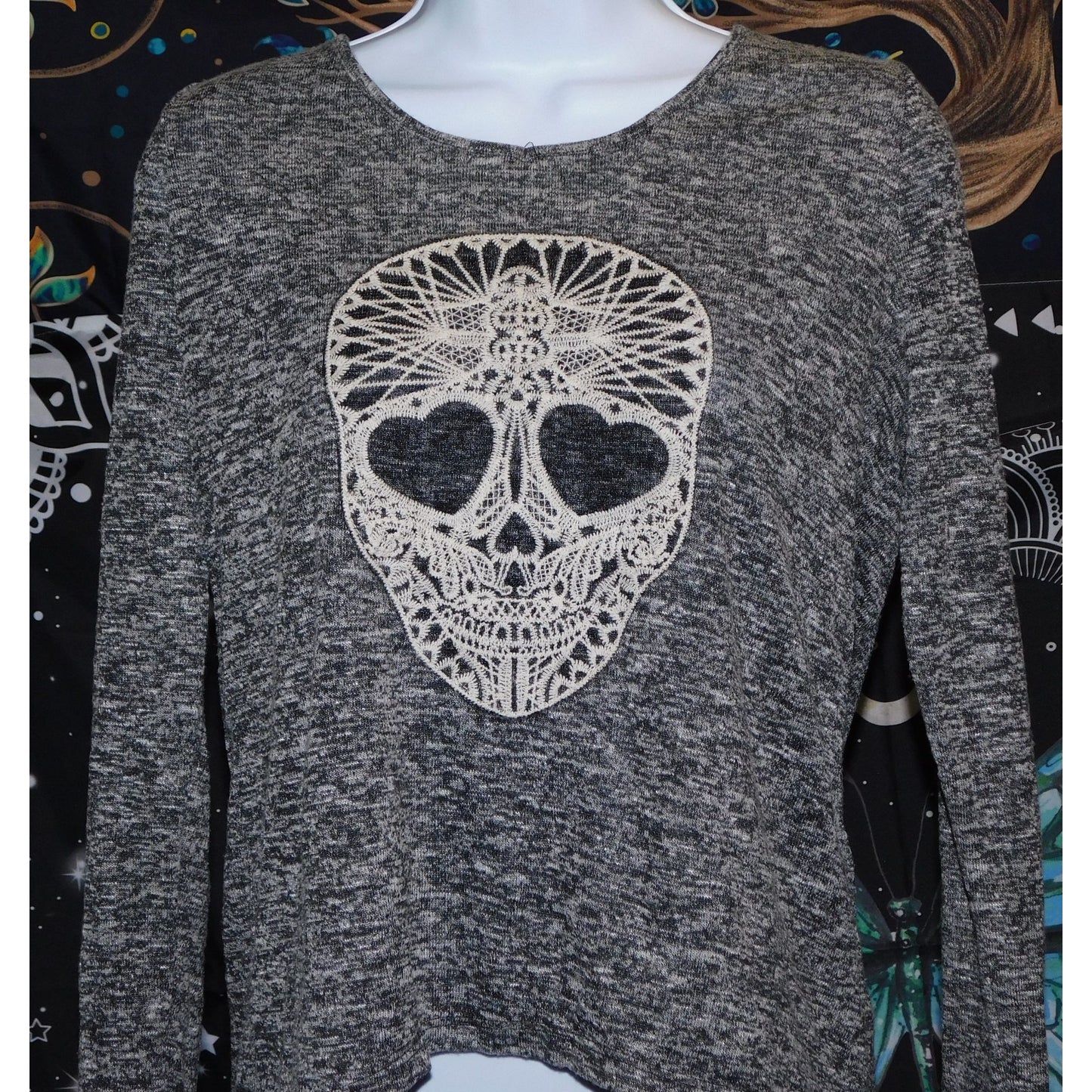 Aeropostale Y2K Gothic Skull Long Sleeve Shirt