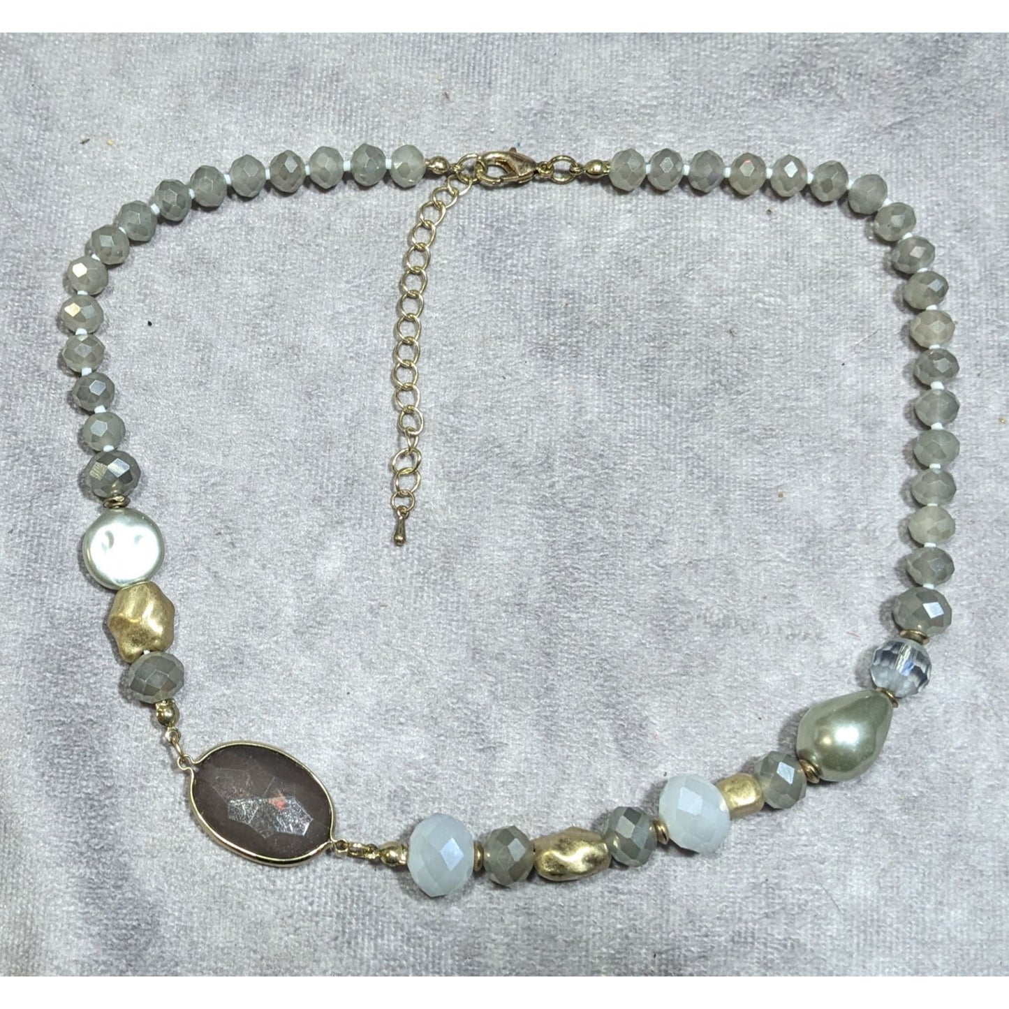 Bohemian Glam Asymmetrical Glass And Metal Beaded Necklace