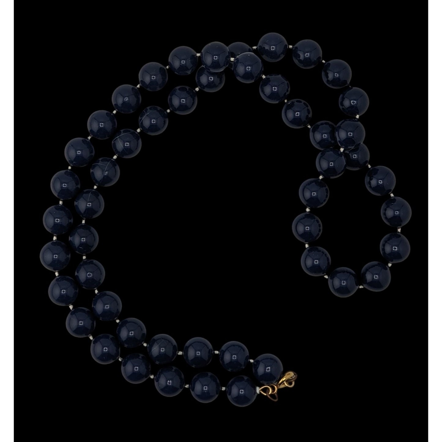 Vintage Beaded Necklace Navy Blue Retro Secretary Classic Midcentury Jewelry