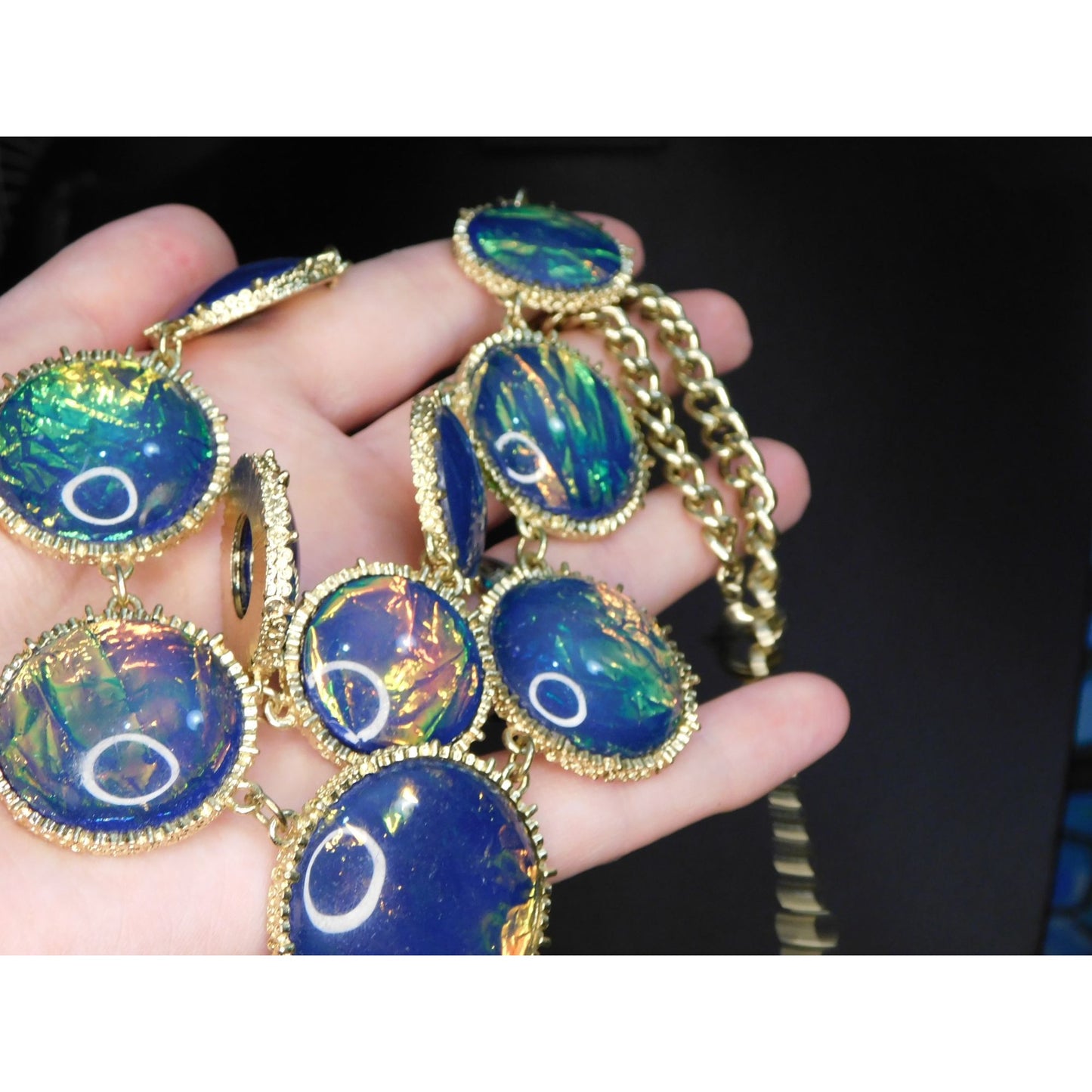 Whimsical Fantasy Faux Opal Statement Necklace