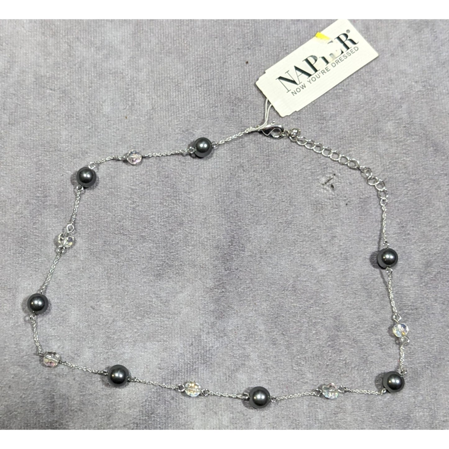 Napier Pearl Parfait Silver Tone Station Necklace