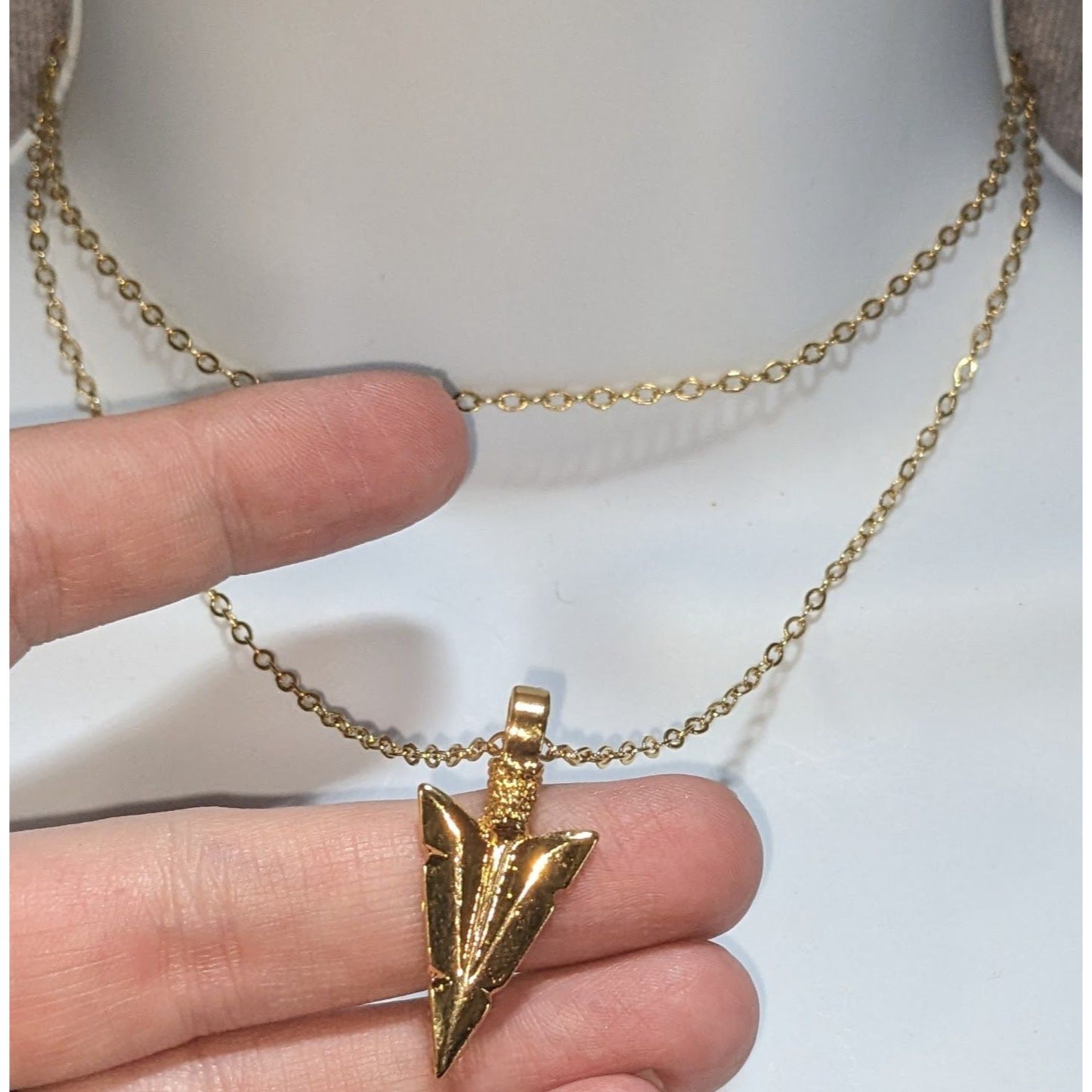 Jami Gold Arrowhead Pendant Necklace Boho Minimalist Tribal Statement Jewelry