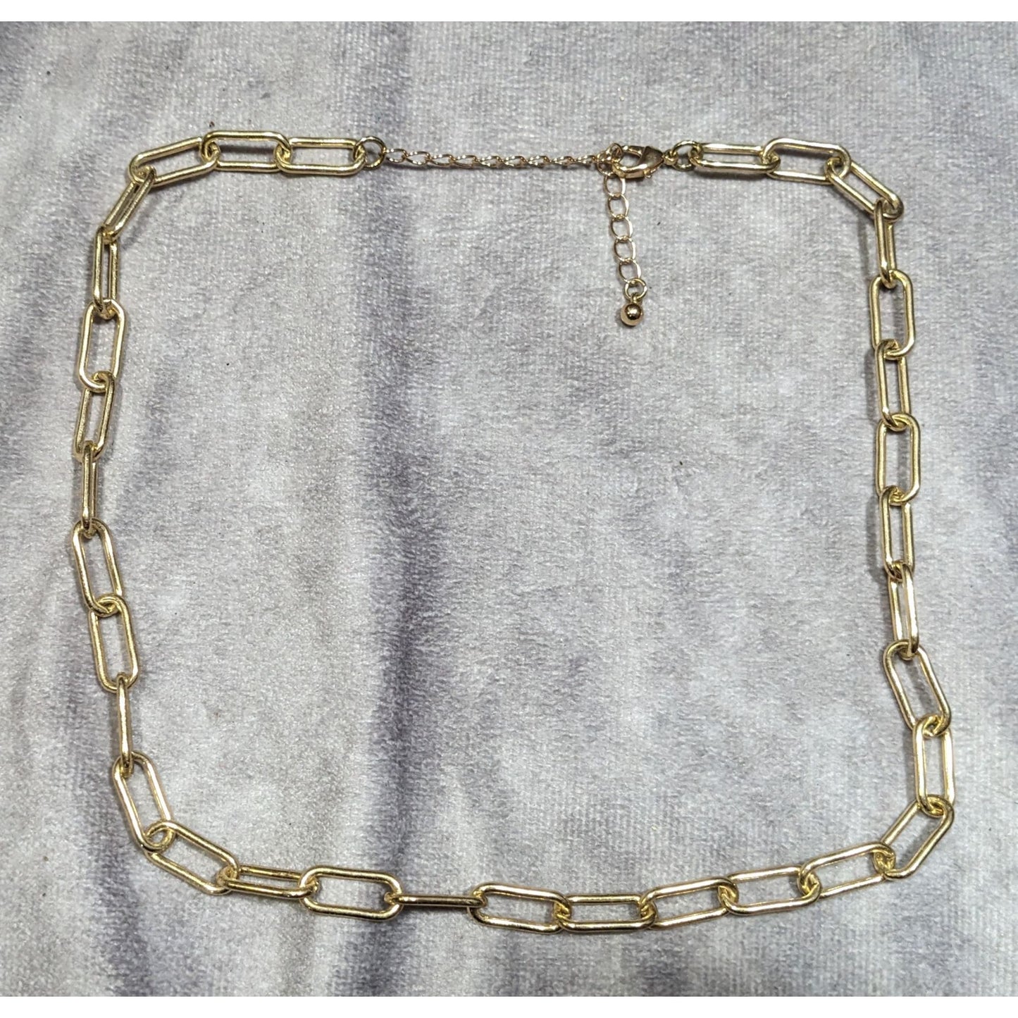 Classic Elegant Paperclip Chain Gold Tone Necklace