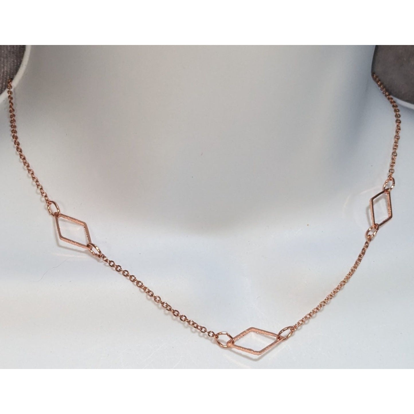 Rose Gold-Tone Geometric Necklace 16"–19" With Extender Lobster Clasp