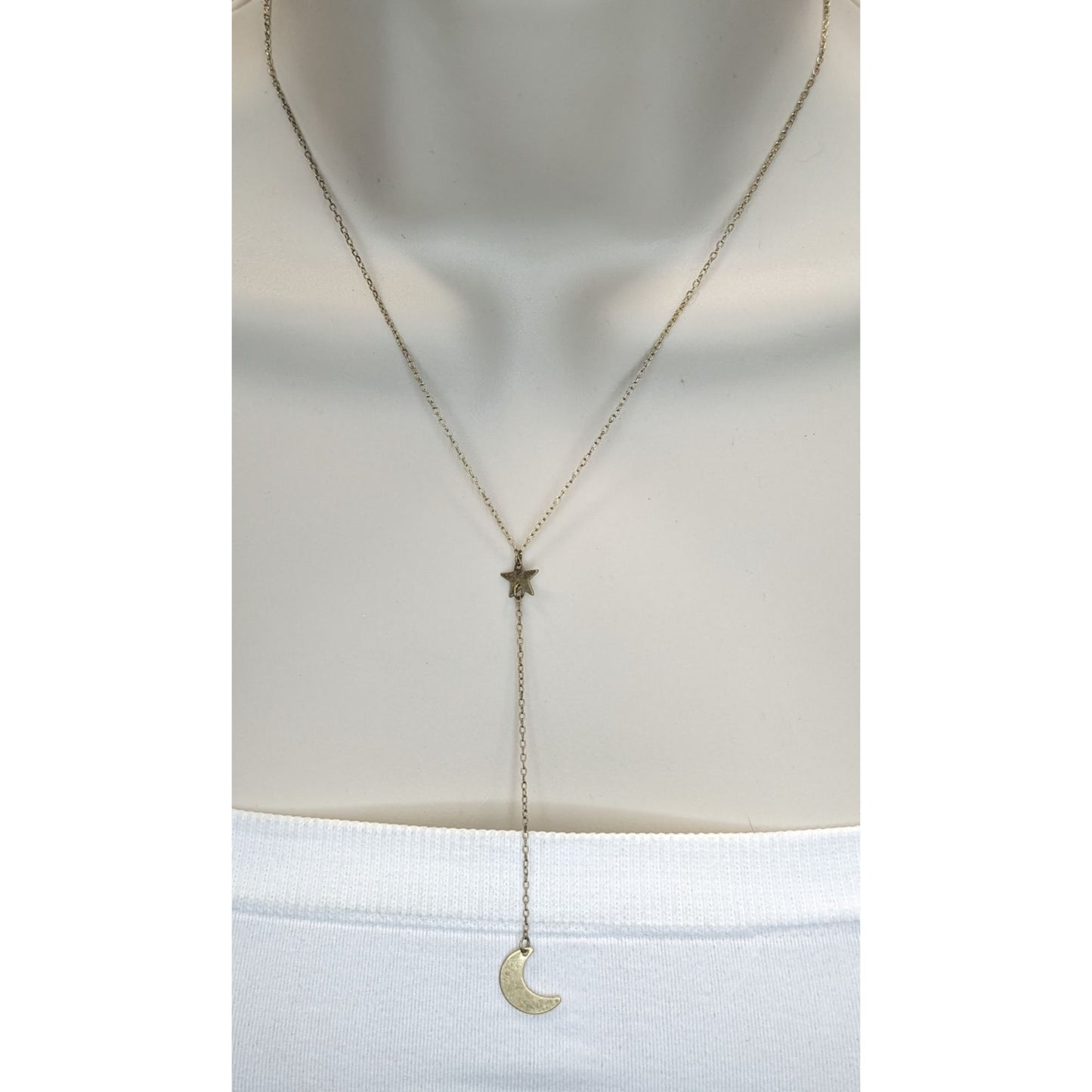 Luna Norte Celestial Lariat Necklace Moon Star Charm Gold Witchy