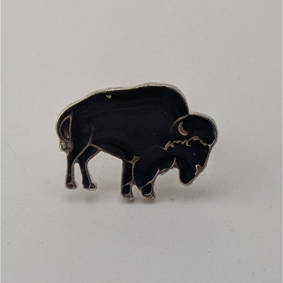 90s Western Southwestern Buffalo Vintage Mood Ring Black Silver Tone