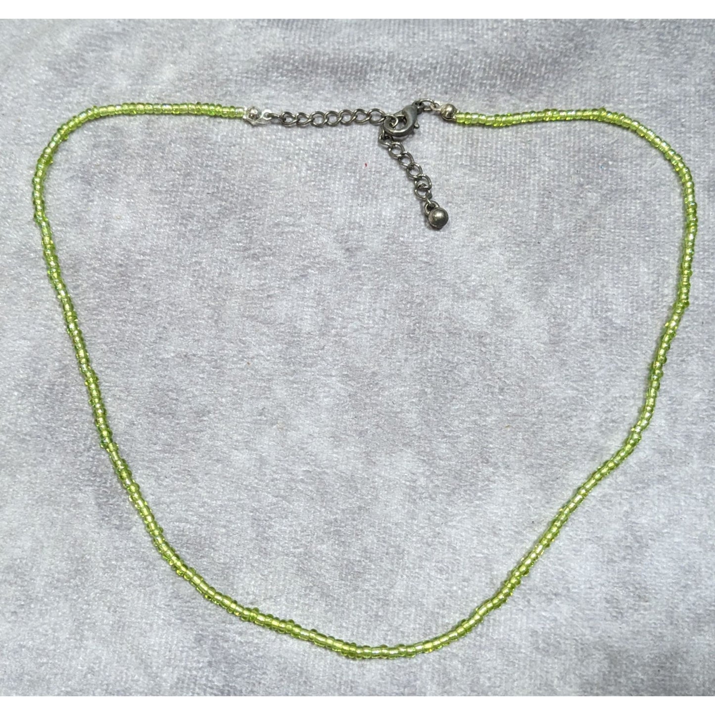 Summery Lime Green Glass Seed Beaded Necklace