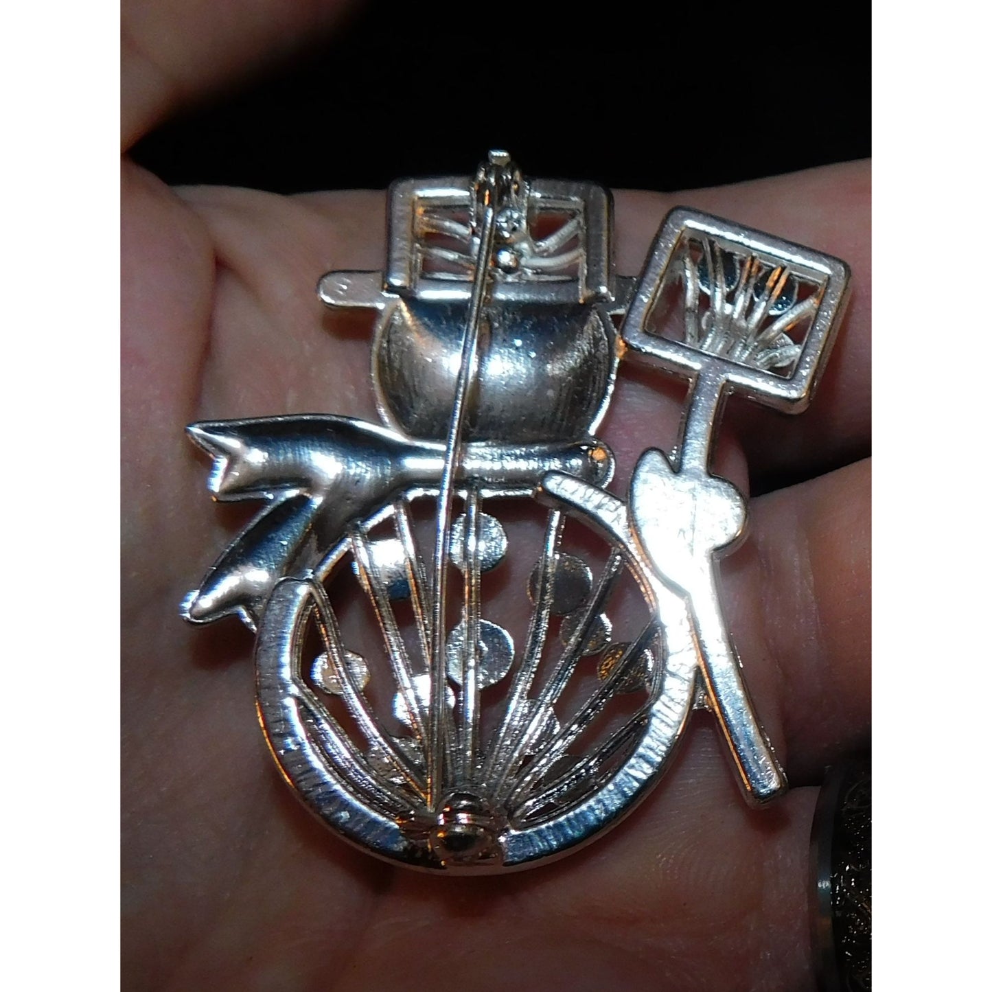 Vintage Snowman Brooch With Aurora Borealis Rhinestones