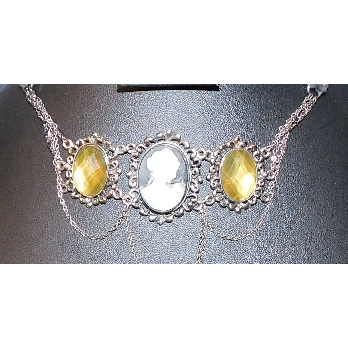 Vintage Victorian Gothic Cameo Choker Necklace