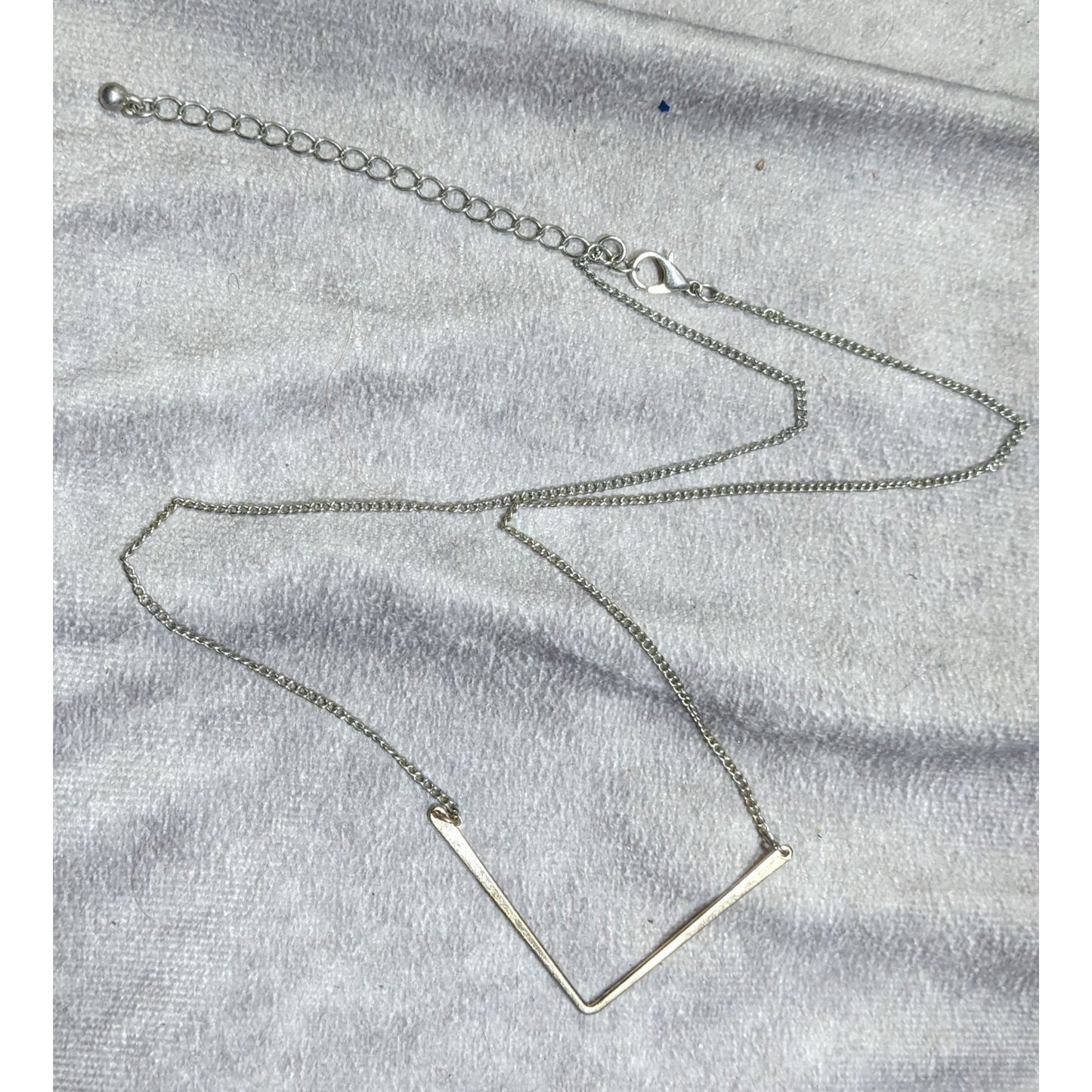 Minimalist Silver-Tone Chevron Pendant Necklace With Adjustable Chain