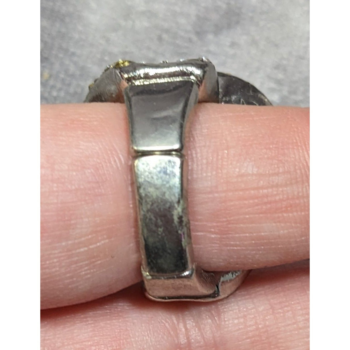 Abstract Floral Swirl Rhinestone Glam Silver Tone Stretch Ring