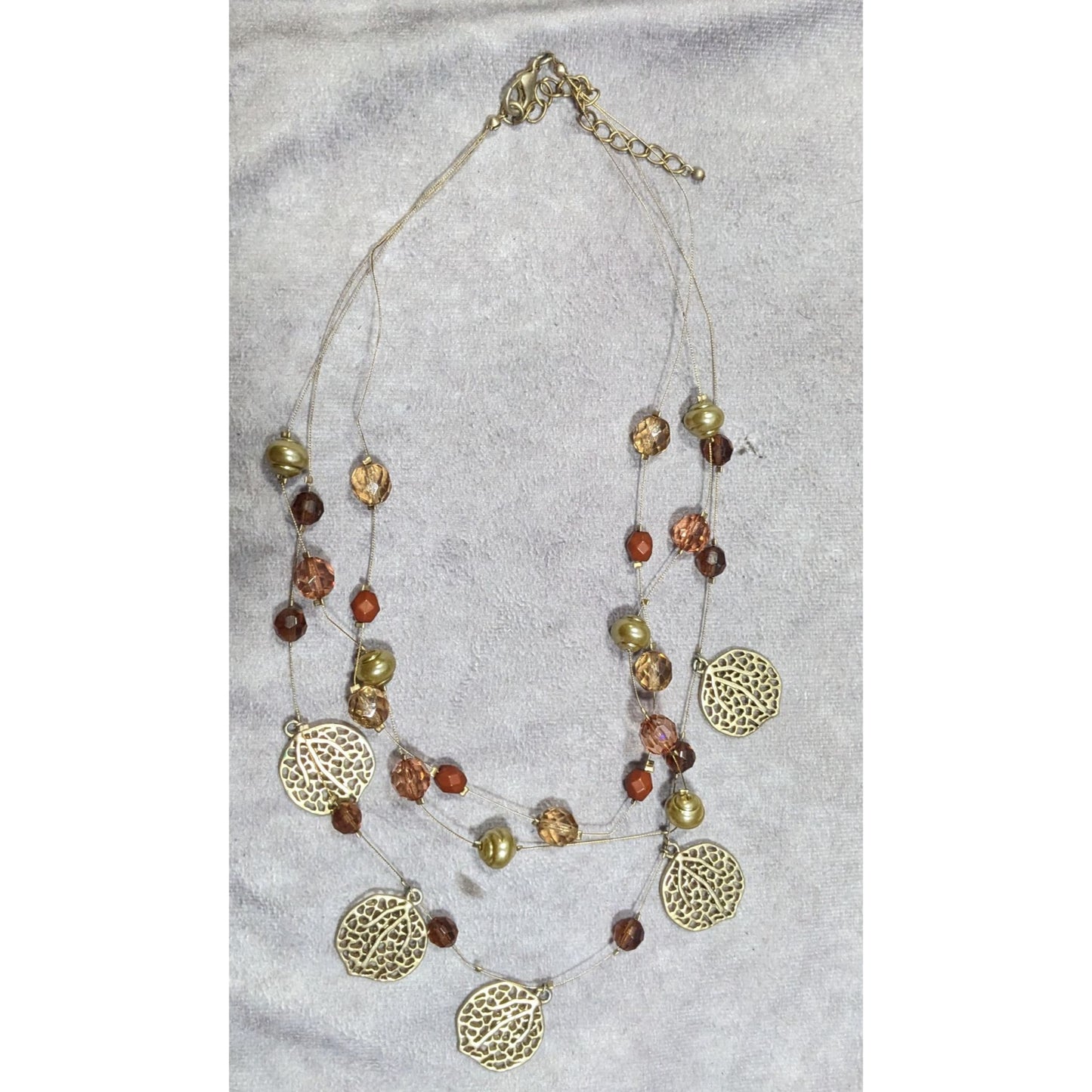 Bohemian Gold Tone Multilayer Charm And Beaded Necklace