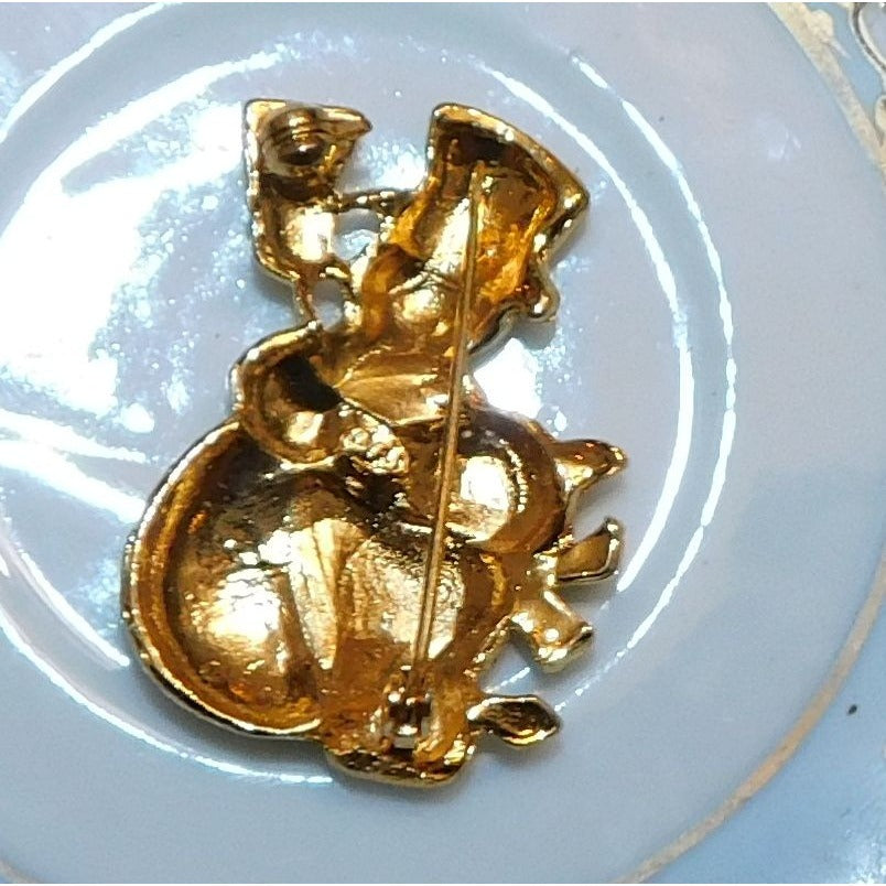 SFJ Collectible Vintage Snowman And Dog Holiday Brooch