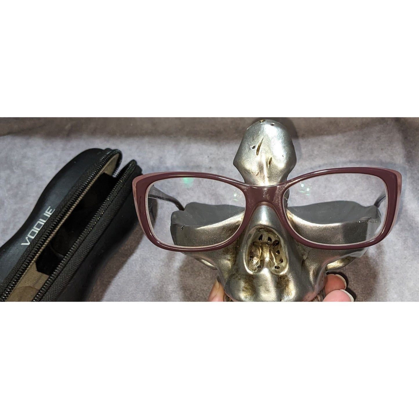 Vogue Eyewear Mauve Purple Rectangular Frames With Case & Cloth