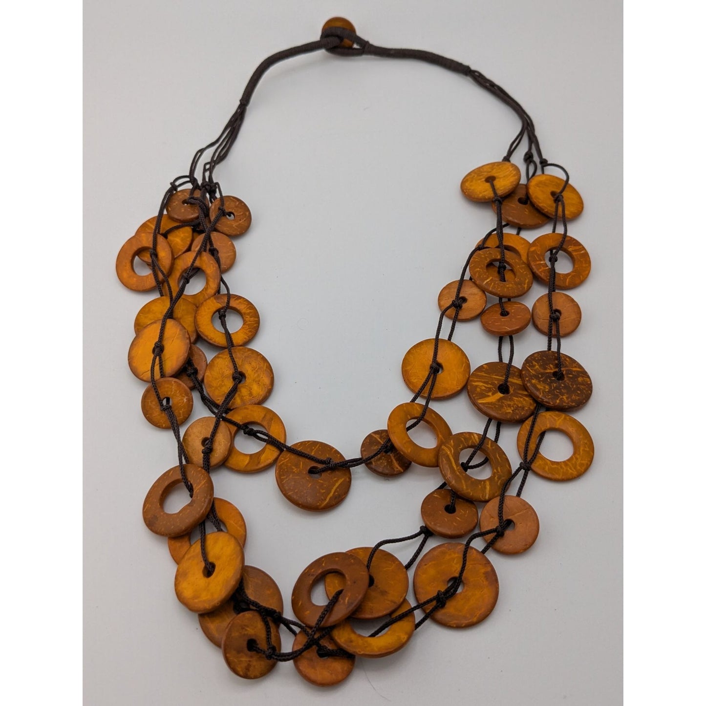 Paparazzi Wonderfully Walla Walla Necklace With Brown Coconut Shell Rings